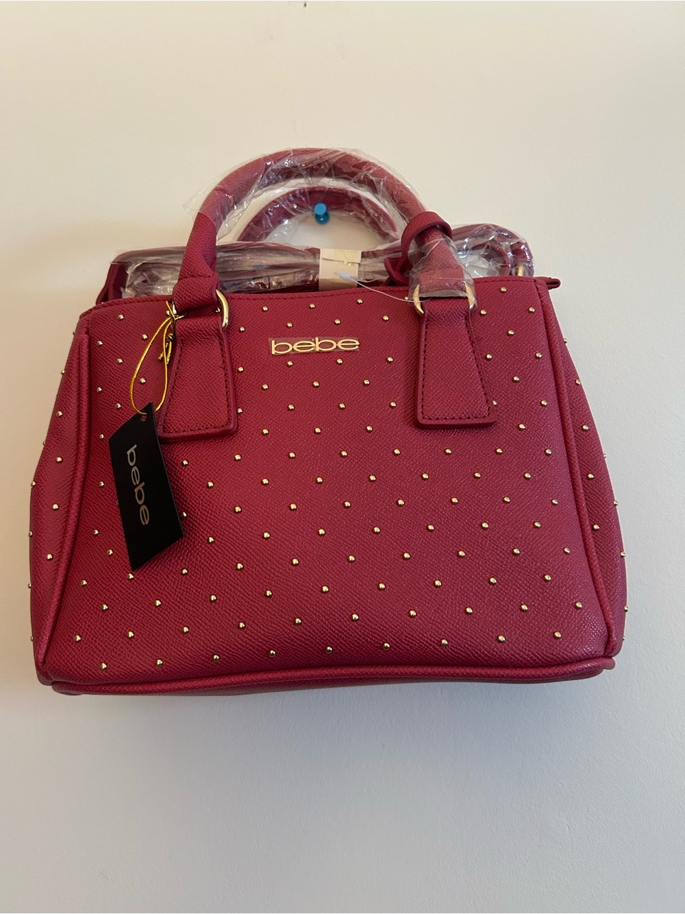 bebe Studded Satchel - Raspberry